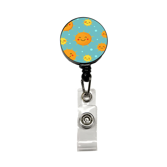 Smiling Suns Cute Retractable ID Key Card Name Tag Badge Holder with Clip