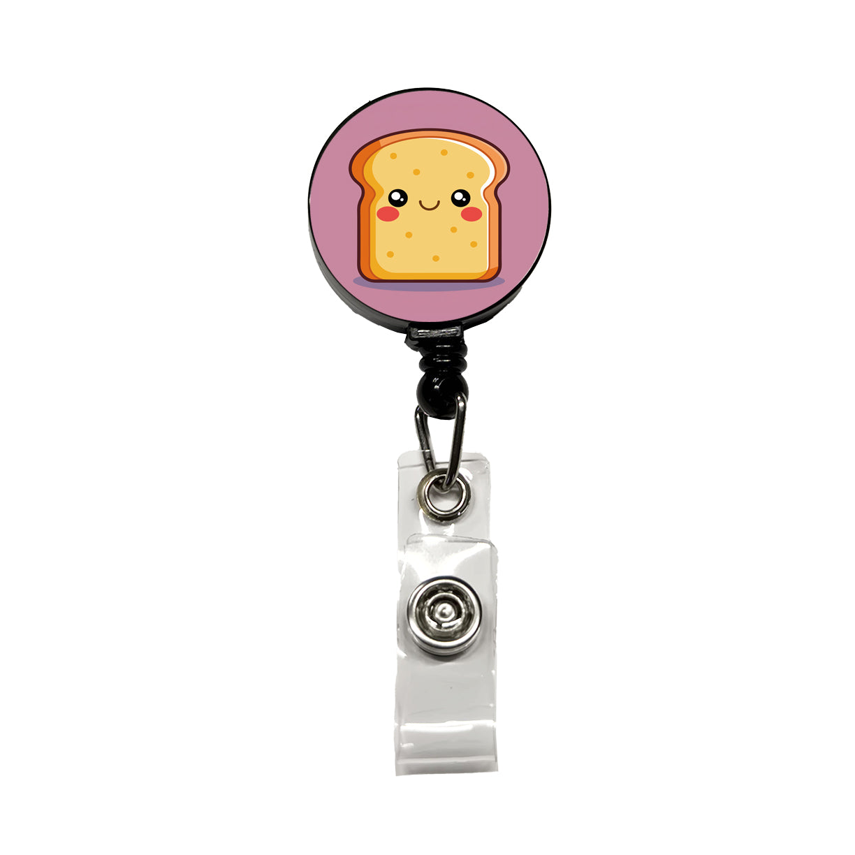 Smiling Toast Cute Retractable ID Key Card Name Tag Badge Holder with Clip