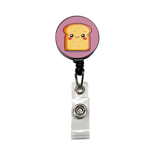 Smiling Toast Cute Retractable ID Key Card Name Tag Badge Holder with Clip