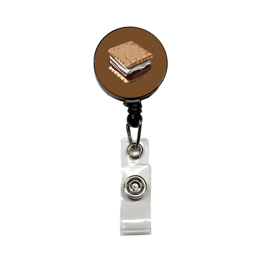 S'mores Marshmallow Camping Food Retractable ID Key Card Name Tag Badge Holder with Clip