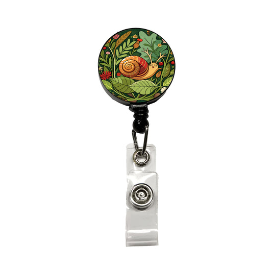 Snail Botanical Art Nouveau Retractable ID Key Card Name Tag Badge Holder with Clip