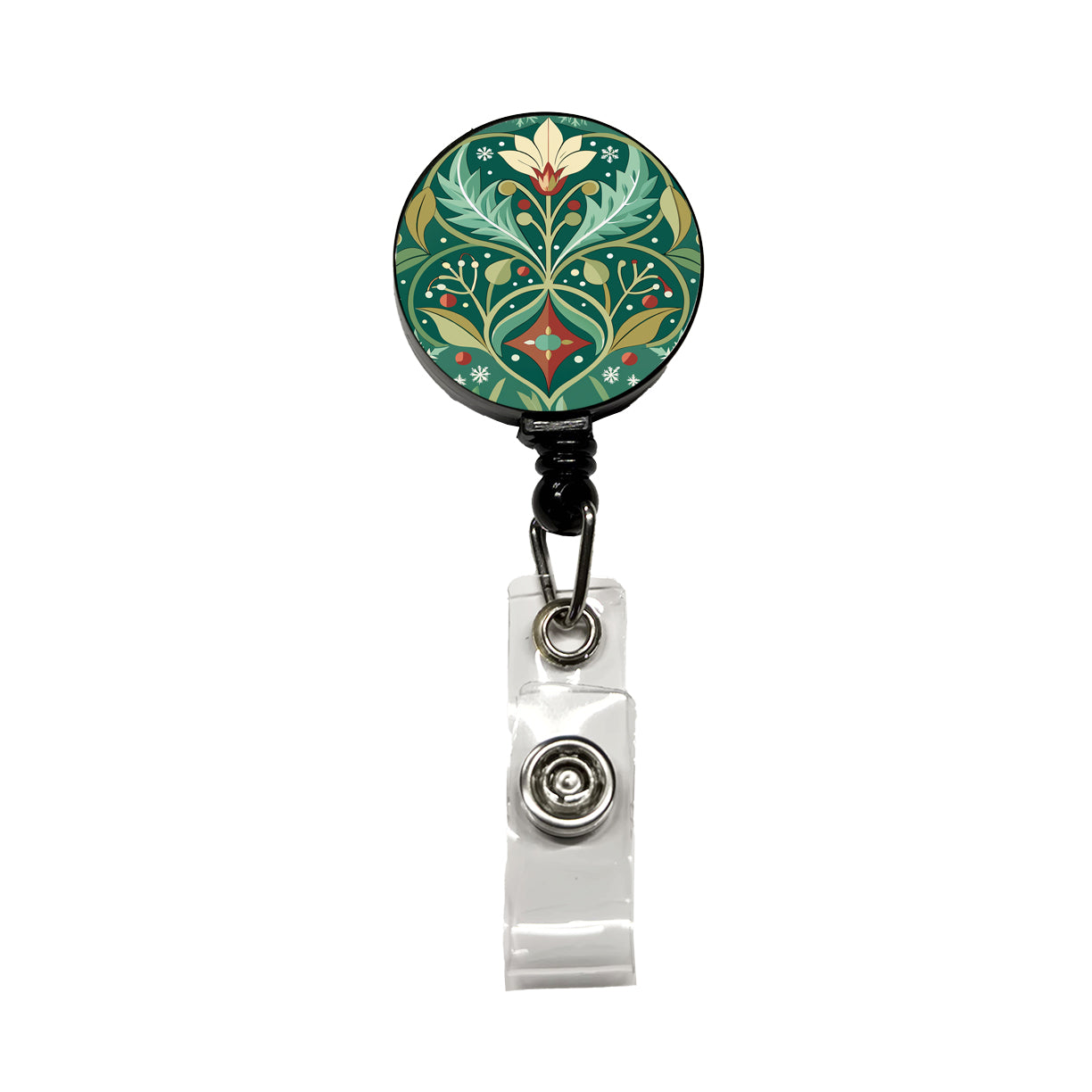 Snowflakes Winter Art Nouveau Retractable ID Key Card Name Tag Badge Holder with Clip