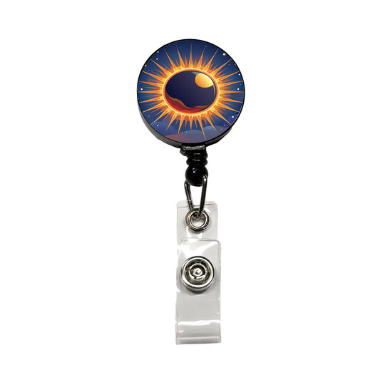 Solar Eclipse Sun Retractable ID Key Card Name Tag Badge Holder with Clip