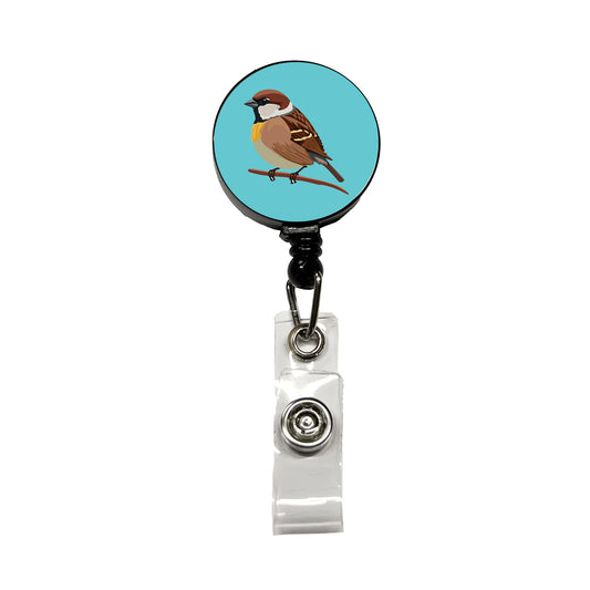 Sparrow Bird on Branch Retractable ID Key Card Name Tag Badge Holder with Clip