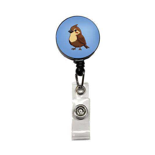 Sparrow Brown Bird Cute Retractable ID Key Card Name Tag Badge Holder with Clip