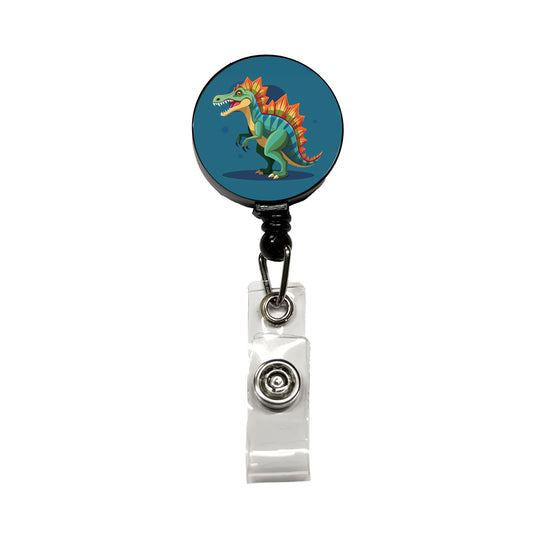 Spinosaurus Dinosaur Retractable ID Key Card Name Tag Badge Holder with Clip
