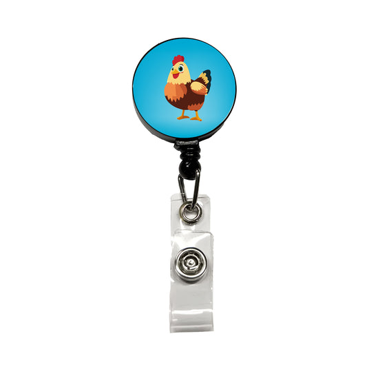 Standing Rooster Happy Retractable ID Key Card Name Tag Badge Holder with Clip