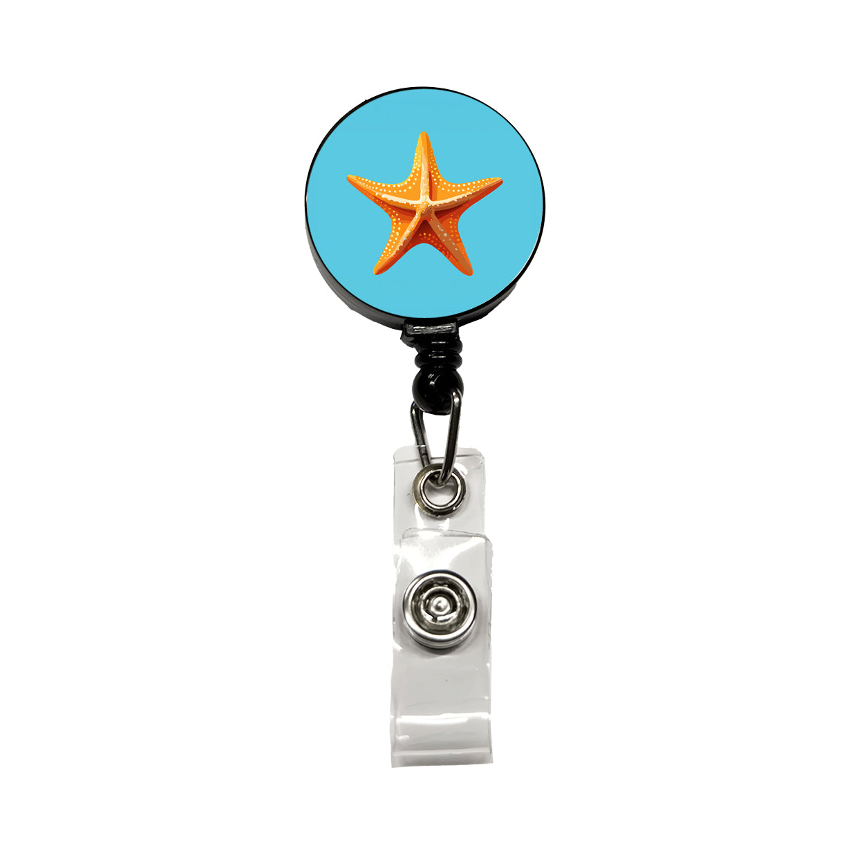 Starfish Star Fish Ocean Animal Orange Retractable ID Key Card Name Tag Badge Holder with Clip