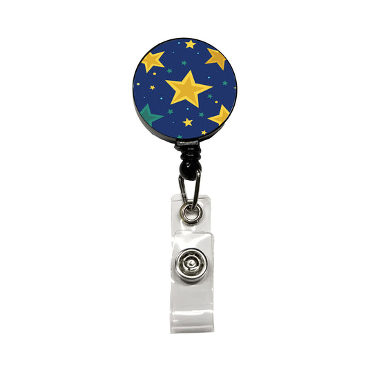 Stars Scattered Background Retractable ID Key Card Name Tag Badge Holder with Clip