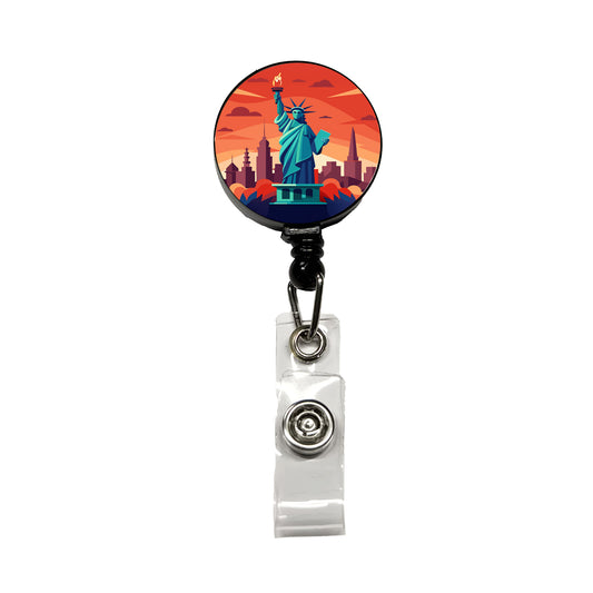 Statue of Liberty Retractable ID Key Card Name Tag Badge Holder with Clip
