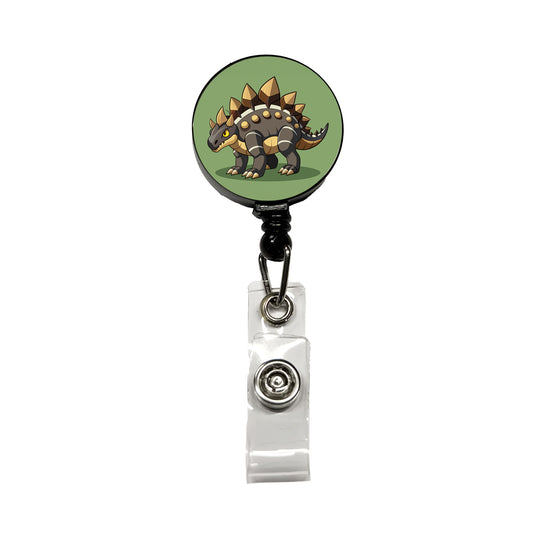 Stegosaurus Armored Dinosaur Retractable ID Key Card Name Tag Badge Holder with Clip