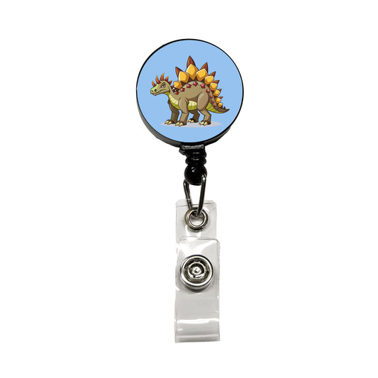 Stegosaurus Dinosaur Retractable ID Key Card Name Tag Badge Holder with Clip