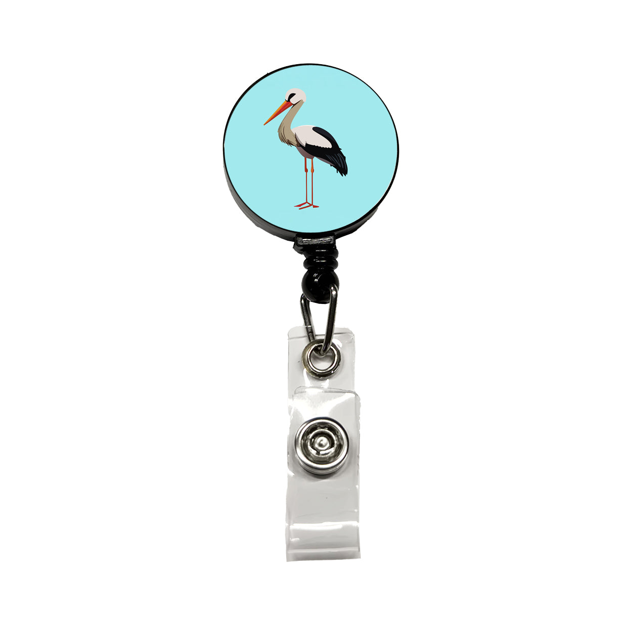 Stork Bird Profile Retractable ID Key Card Name Tag Badge Holder with Clip