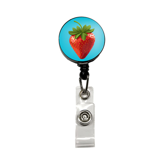 Strawberry Fruit Retractable ID Key Card Name Tag Badge Holder with Clip