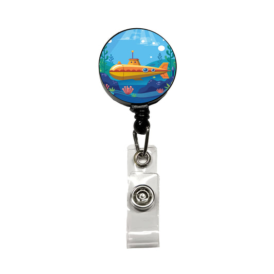 Submarine Under Water Retractable ID Key Card Name Tag Badge Holder with Clip