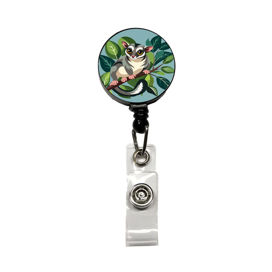 Sugar Glider on Tree Branch Retractable ID Key Card Name Tag Badge Holder with Clip