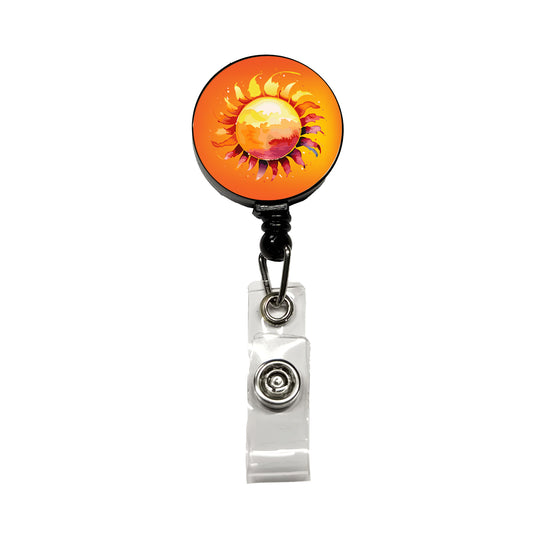 Sun Watercolor Artistic Retractable ID Key Card Name Tag Badge Holder with Clip