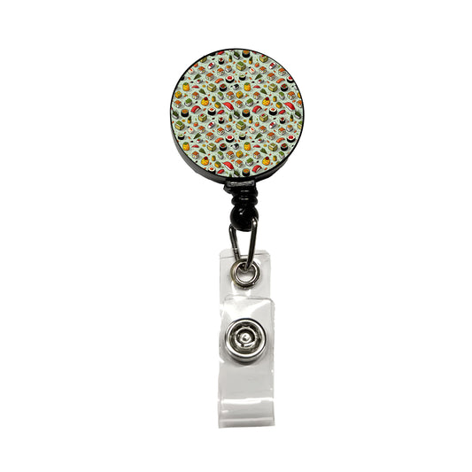 Sushi Food Fun Pattern Retractable ID Key Card Name Tag Badge Holder with Clip