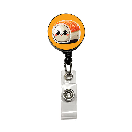 Sushi Roll Cute Chibi Kawaii Funny Food Retractable ID Key Card Name Tag Badge Holder with Clip
