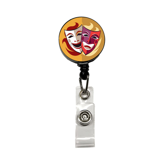 Theater Drama Masks Theatre Acting Actors Retractable ID Key Card Name Tag Badge Holder with Clip