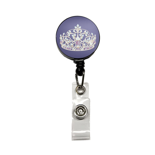 Tiara Princess Queen Royalty Retractable ID Key Card Name Tag Badge Holder with Clip
