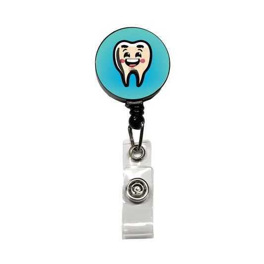 Tooth Happy Dentist Retractable ID Key Card Name Tag Badge Holder with Clip