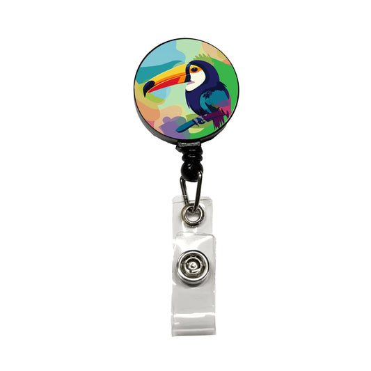 Toucan Tucan Tropical Bird Retractable ID Key Card Name Tag Badge Holder with Clip
