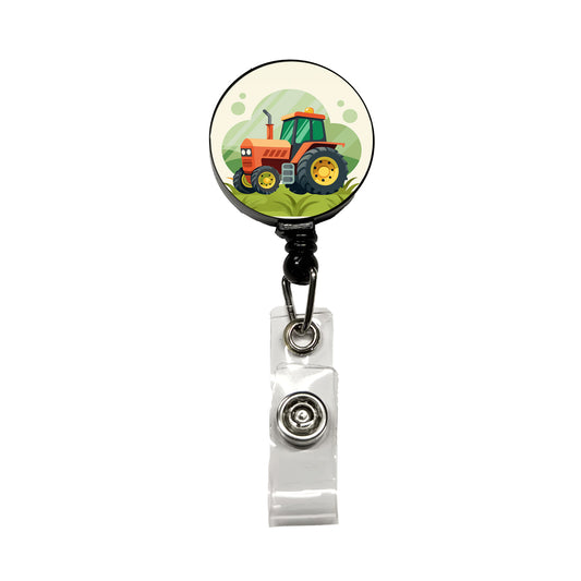 Tractor Cartoon Retractable ID Key Card Name Tag Badge Holder with Clip