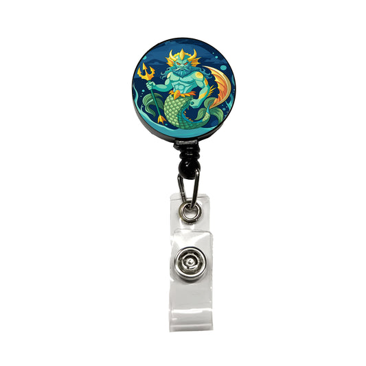 Triton Sea God Greek Mythology Retractable ID Key Card Name Tag Badge Holder with Clip