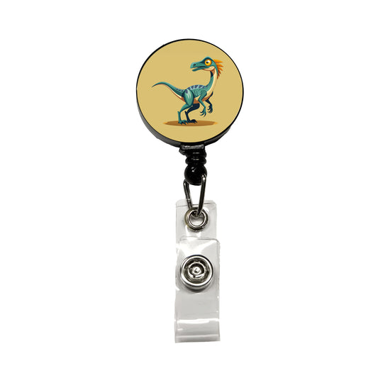 Troodon Dinosaur Retractable ID Key Card Name Tag Badge Holder with Clip