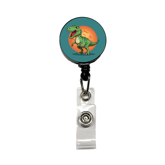 Tyrannosaurus T-Rex Dinosaur Retractable ID Key Card Name Tag Badge Holder with Clip