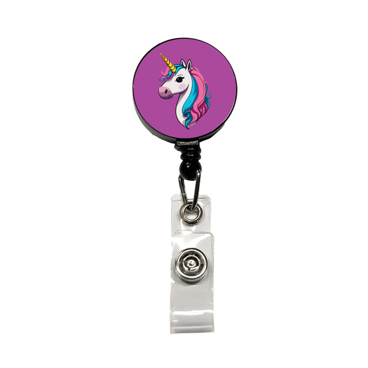 Unicorn Head Beautiful Retractable ID Key Card Name Tag Badge Holder with Clip