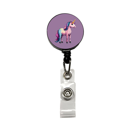 Unicorn Standing Colorful Retractable ID Key Card Name Tag Badge Holder with Clip