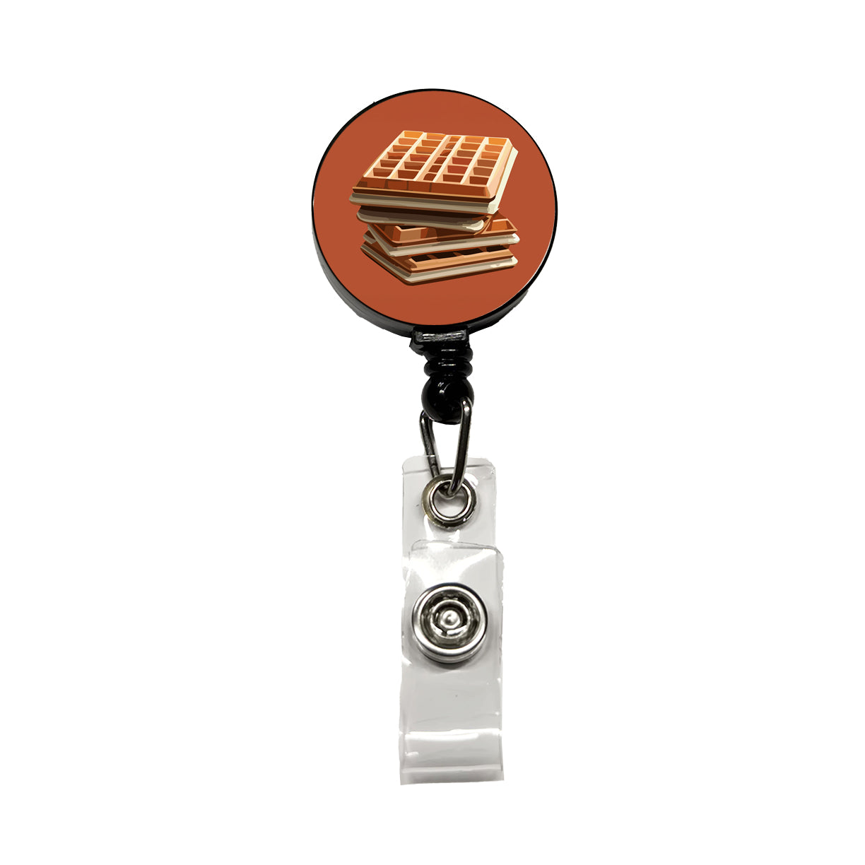 Waffles Stack Breakfast Food Retractable ID Key Card Name Tag Badge Holder with Clip