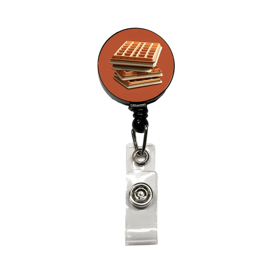 Waffles Stack Breakfast Food Retractable ID Key Card Name Tag Badge Holder with Clip
