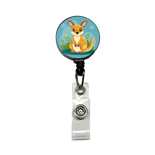 Wallaby Small Kangaroo Cute Australian Animal Retractable ID Key Card Name Tag Badge Holder with Clip
