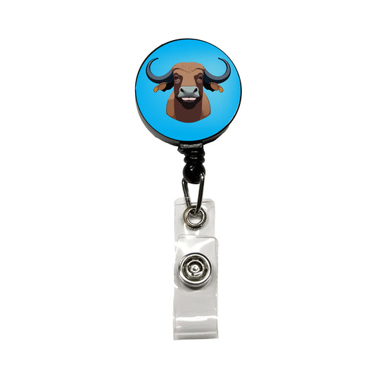 Water Buffalo Smiling Retractable ID Key Card Name Tag Badge Holder with Clip