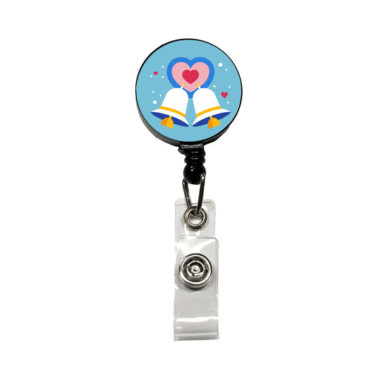 Wedding Bells Heart Love Marriage Retractable ID Key Card Name Tag Badge Holder with Clip