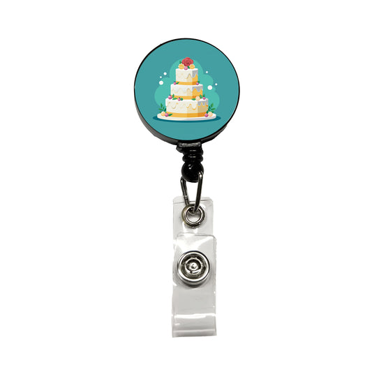Wedding Cake Marriage Love Anniversary Retractable ID Key Card Name Tag Badge Holder with Clip