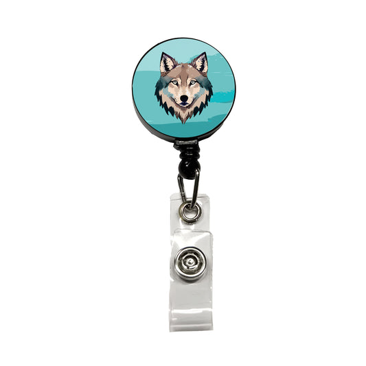 Wolf Face Watercolor Retractable ID Key Card Name Tag Badge Holder with Clip