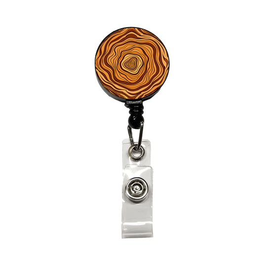 Wood Grain Tree Pattern Retractable ID Key Card Name Tag Badge Holder with Clip