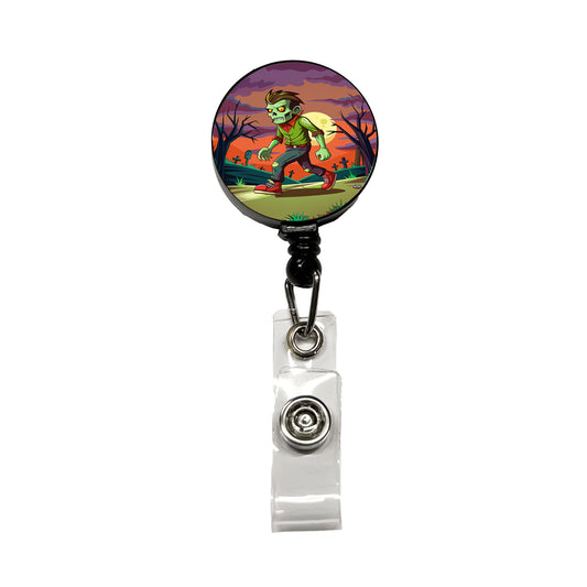 Zombie Walking Retractable ID Key Card Name Tag Badge Holder with Clip