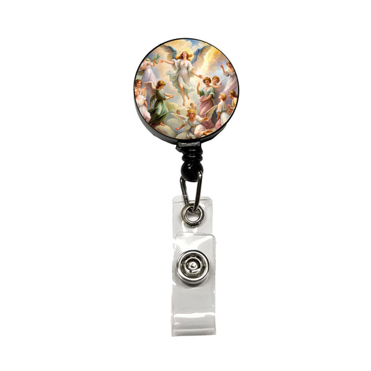 Angels Painting Watercolor Retractable ID Key Card Name Tag Badge Holder with Clip