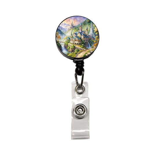 Beautiful Elvish Fantasy Watercolor Design Retractable ID Key Card Name Tag Badge Holder with Clip