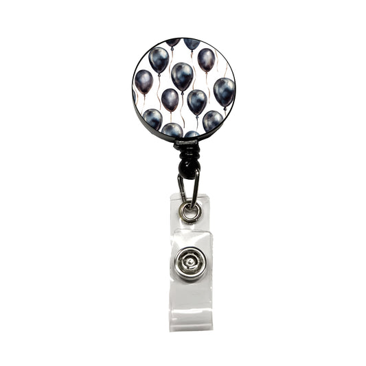 Black Balloons Watercolor Retractable ID Key Card Name Tag Badge Holder with Clip