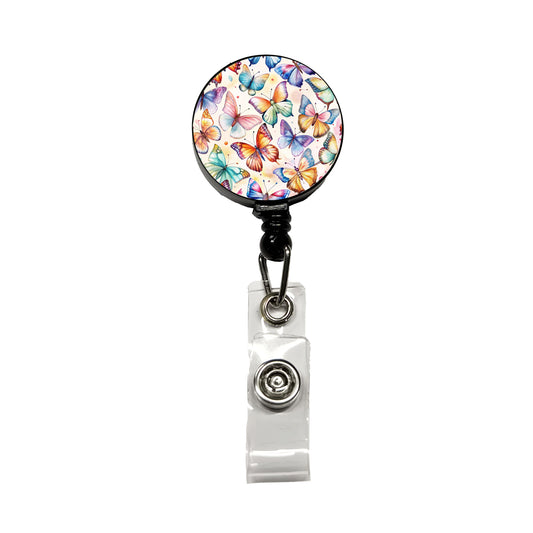 Butterflies Watercolor Retractable ID Key Card Name Tag Badge Holder with Clip