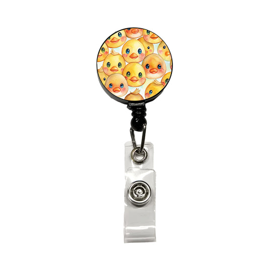 Cute Duck Faces Watercolor Retractable ID Key Card Name Tag Badge Holder with Clip