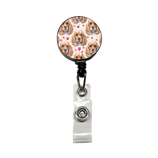 Cute English Cocker Spaniel Dog Faces Retractable ID Key Card Name Tag Badge Holder with Clip