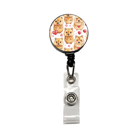 Cute Quokkas Hearts Watercolor Retractable ID Key Card Name Tag Badge Holder with Clip
