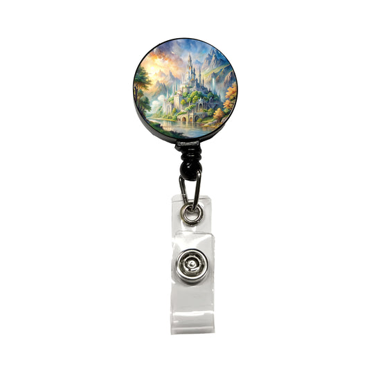 Elves Elvish Beautiful Fantasy Watercolor Retractable ID Key Card Name Tag Badge Holder with Clip